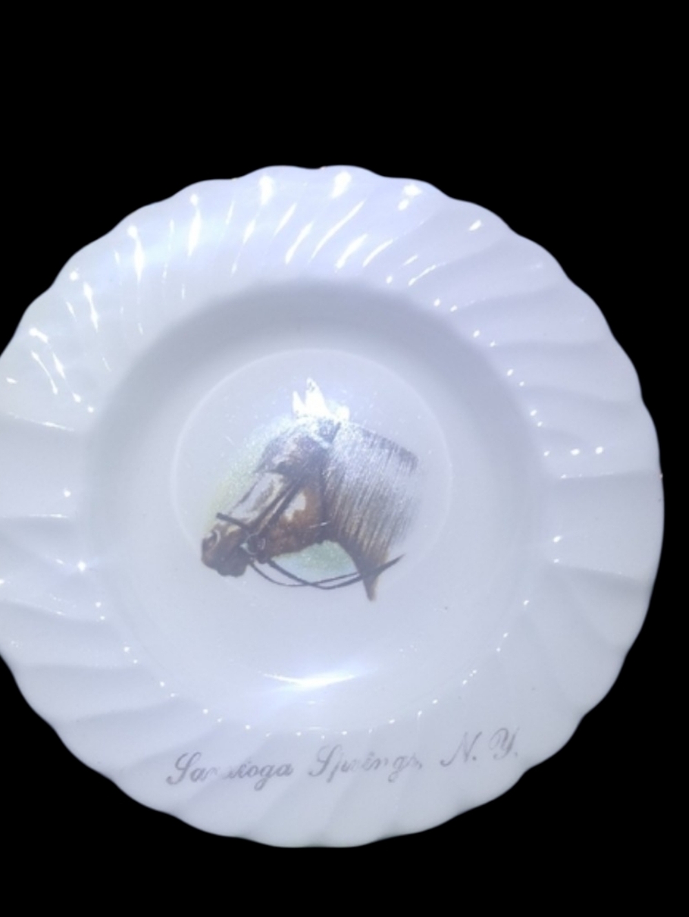 ANTIQUE/STAMPED White Horse Plate